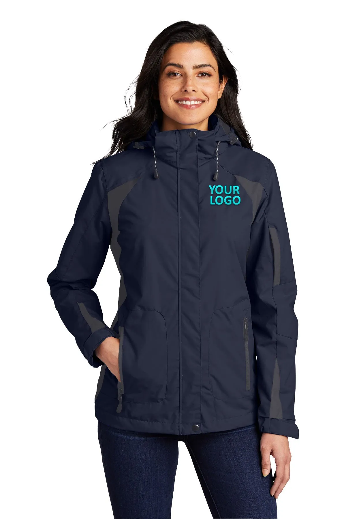 Port Authority Ladies All-Season II Custom Jackets, True Navy/ Iron Grey