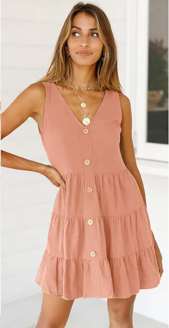 Sia Swiss Dot Button Down Babydoll Dress