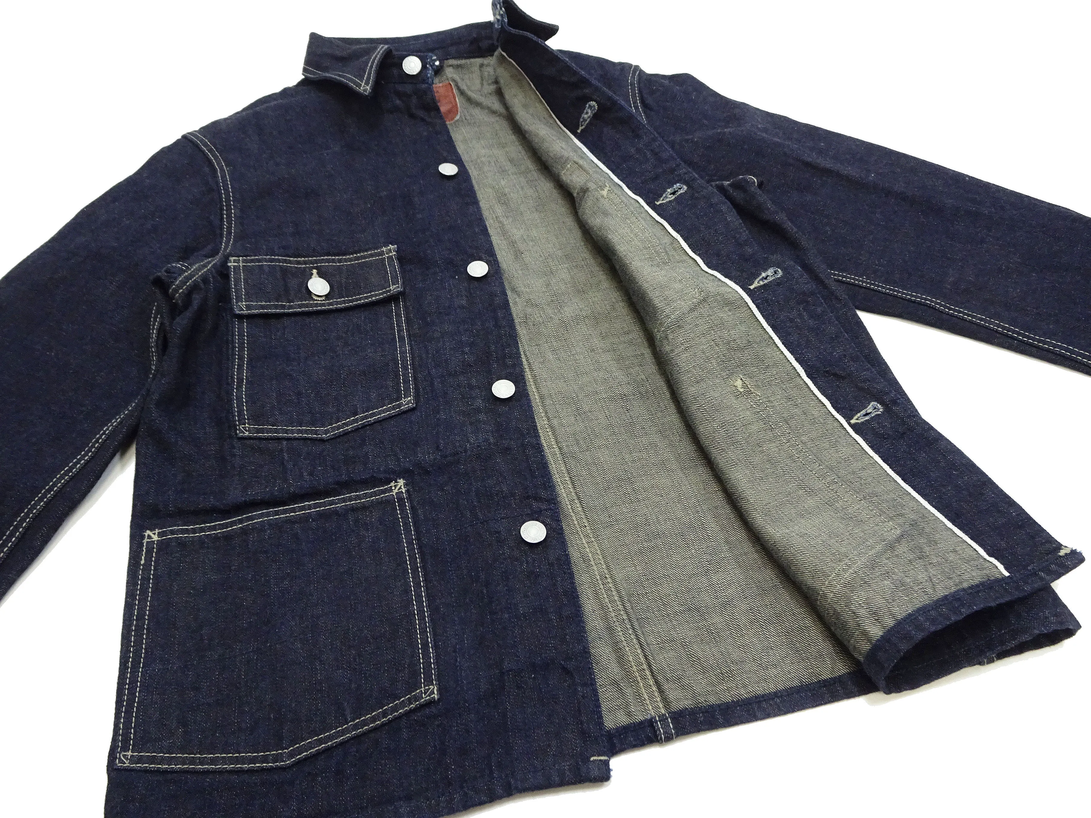 Studio D'artisan Denim Jacket Denim Chore Jacket Men's Unlined Denim Chore Coat Work Jacket D4506 Indigo One-Wash