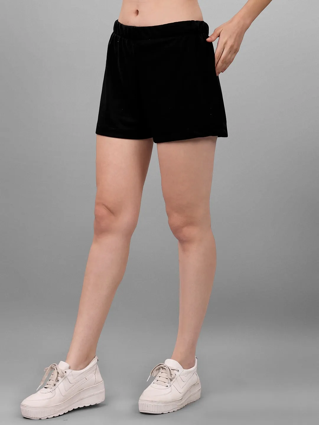 SXV Solid Black Pull-On Elastic Waist Shorts