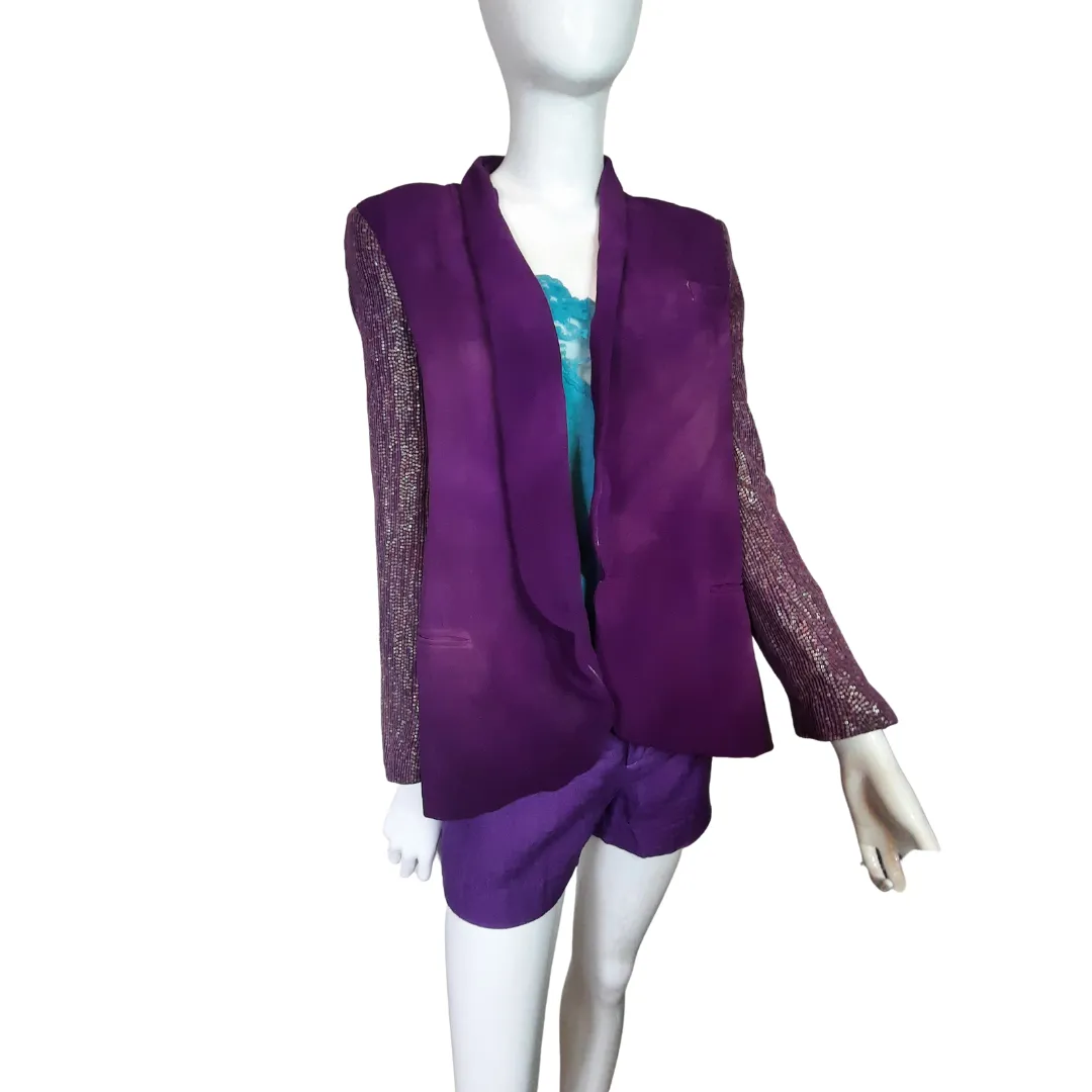 Truth & Pride Silk Sequin Sleeve Blazer Size S