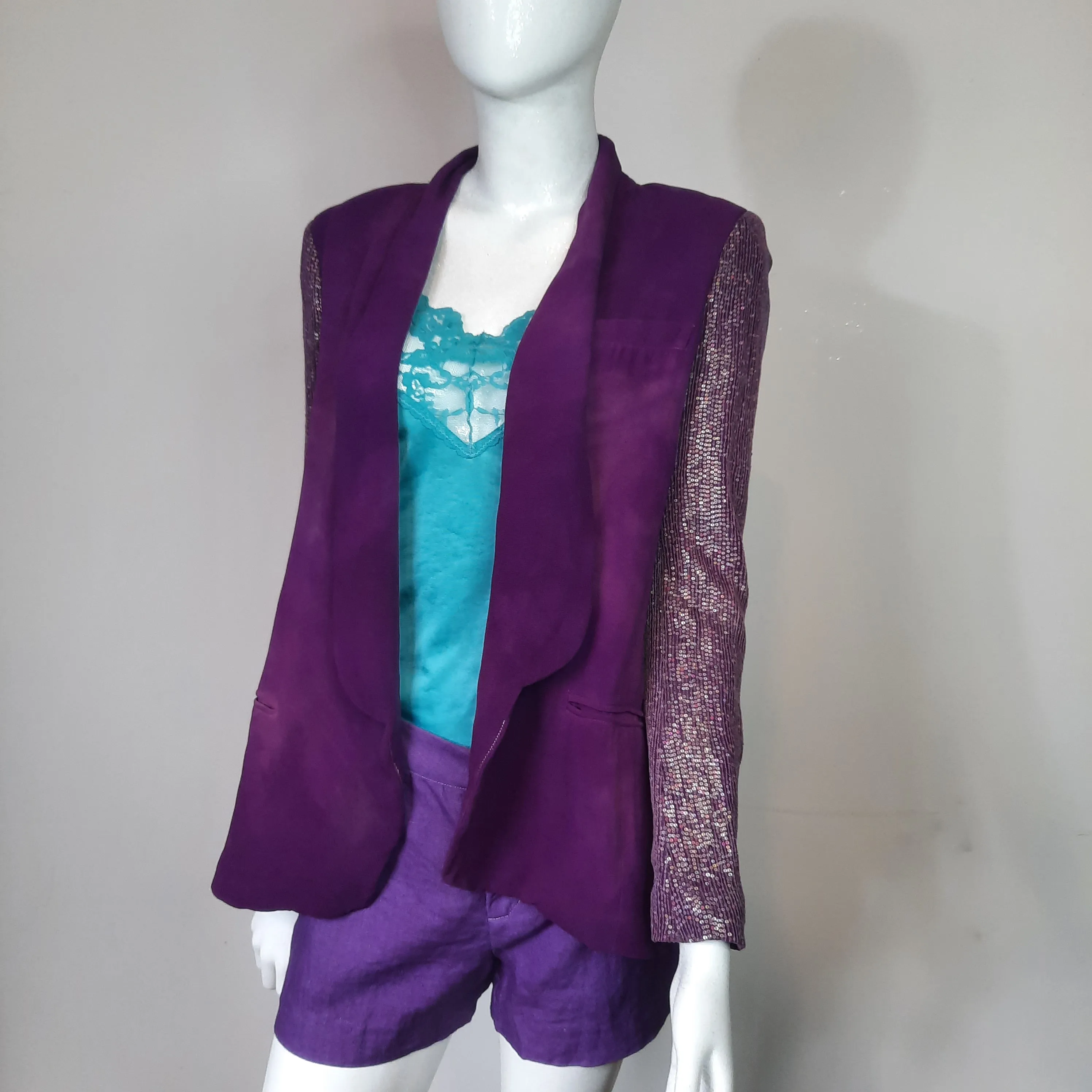 Truth & Pride Silk Sequin Sleeve Blazer Size S