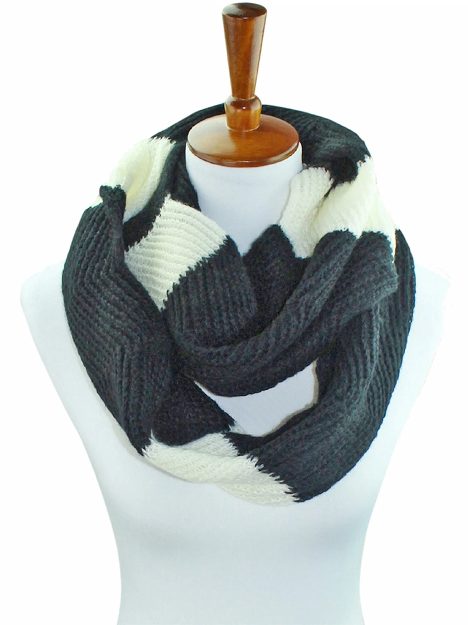 Zigzag Chevron Winter Knit Circle Infinity Scarf